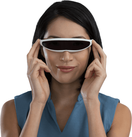 Woman Wearing Futuristic Virtual Reality Glasses Transparent Background - Download Free Stock Videos Pikwizard.com