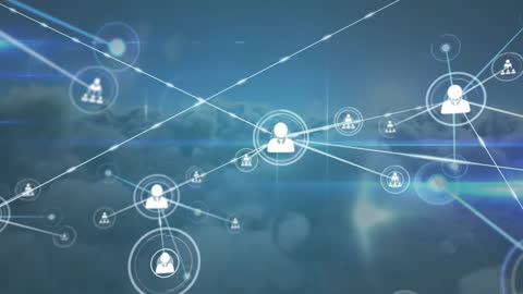 Network Connections Overlay Against Cloudy Sky Backdrop