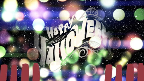 Happy Halloween Greeting with Festive Bokeh Lights