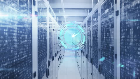 Futuristic Data Center with Digital Interface Dynamics