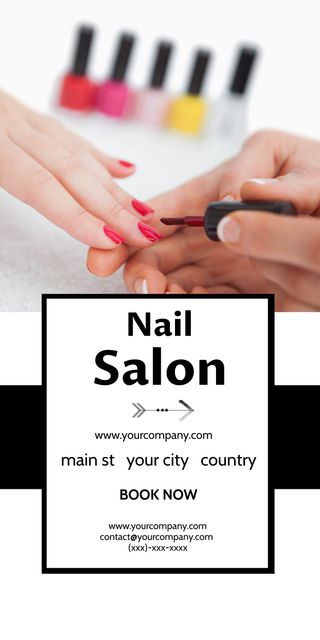 Elegant Nail Salon Promotion Flyer with Manicure in Progress - Download Free Stock Templates Pikwizard.com