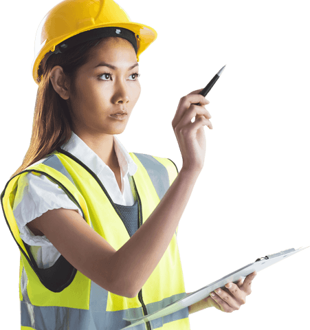 Transparent Female Architect Holding Plans Pointing Forward - Download Free Stock Videos Pikwizard.com