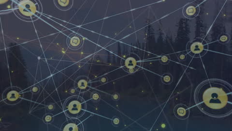 Digital Network Connectivity Over Serene Landscape