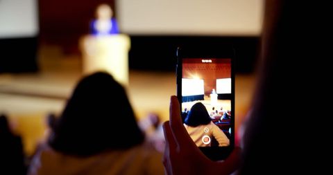 Person Recording Education Seminar with Smartphone in Lecture - Download Free Stock Images Pikwizard.com