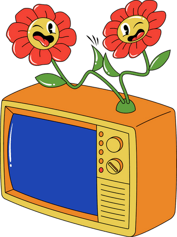 retro tv sprouting emoji flowers on transparent background - Download Free Stock Videos Pikwizard.com