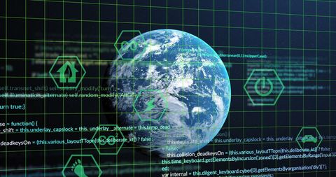 Global Computing Interface with Eco Icons and Data - Download Free Stock Images Pikwizard.com