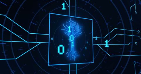 Futuristic Circuit Board with Binary Code and Networking Lines - Download Free Stock Images Pikwizard.com