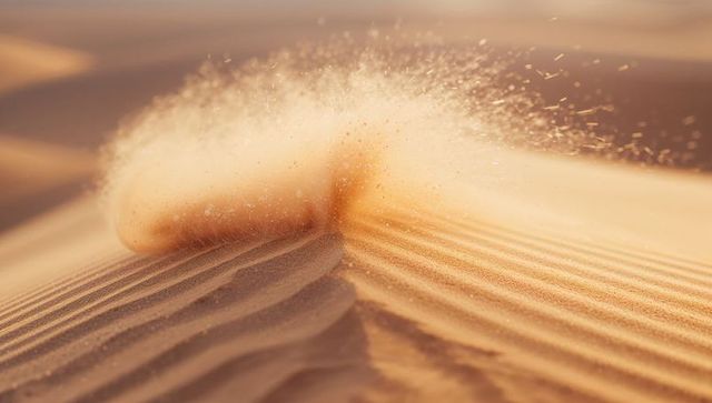 Wind-Blown Sand Forming Dune Patterns in Arid Desert