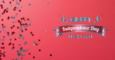 Fourth of July Celebration on Vibrant Red Background