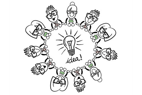 Transparent Circle of Faces Illustration with Lightbulb and Idea Text Overlay - Download Free Stock Videos Pikwizard.com