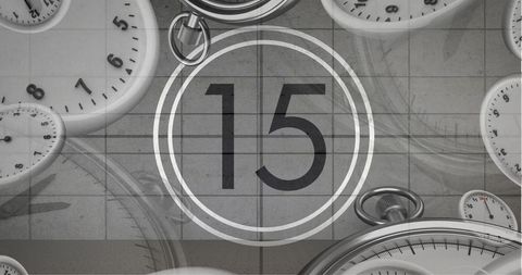 Vintage Countdown Fifteen with Clocks and Watches Backdrop - Download Free Stock Images Pikwizard.com