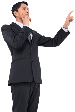 Thinking Businessman Pointing Idea Concept Transparent Background