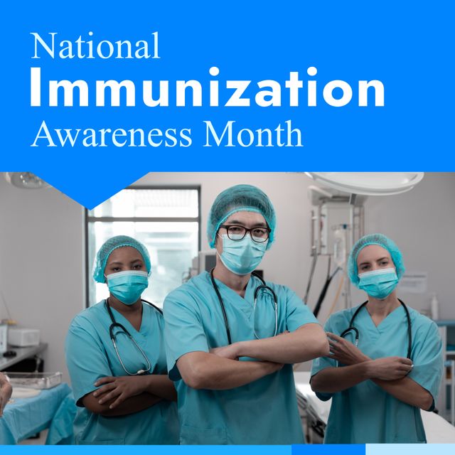 Diverse Medical Team Promoting National Immunization Awareness Month - Download Free Stock Templates Pikwizard.com