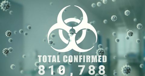 Covid-19 pandemic concept with virus symbol and statistics