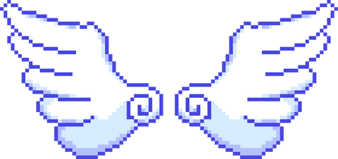 White pixel art wings with transparent background illustration