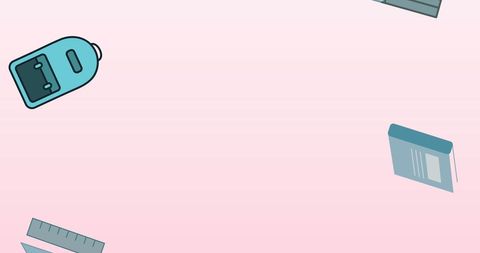 School supplies illustrations on pink gradient background