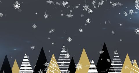 Festive Snowfall Over Stylized Christmas Trees