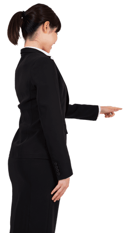 Professional Asian Businesswoman on Transparent Background Pointing