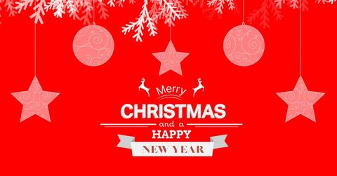 festive red christmas greeting with ornaments and snowflakes - Download Free Stock Templates Pikwizard.com
