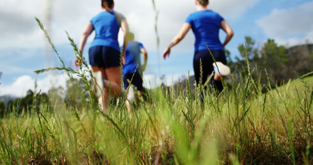 Group Running in Nature on Overcast Day - Download Free Stock Images Pikwizard.com