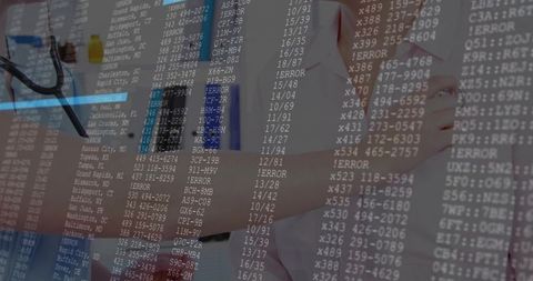 Healthcare Professionals Consulting with Technology Overlay