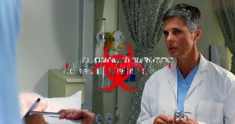 Hospital Doctor Consulting with Patient in Medical Setting