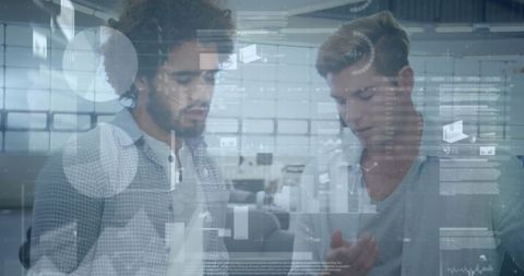 business collaboration with futuristic digital overlay in office - Download Free Stock Images Pikwizard.com