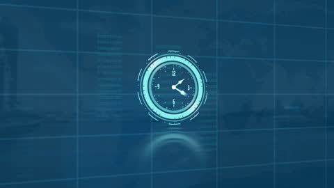 Digital Animated Clock with Data and World Map