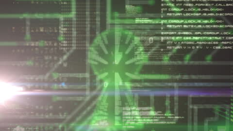 Cyber Security Concept with Green Digital Padlock and Code Display