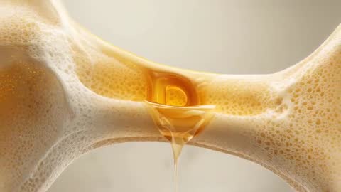 Macro slow-motion video capturing golden viscous droplet stretching between porous bridges