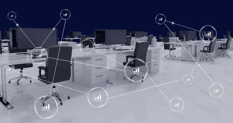 Modern Digital Office with Network Connections - Download Free Stock Images Pikwizard.com