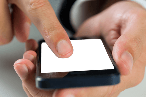 Transparent background of man typing on smartphone