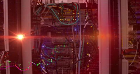 Futuristic Data Processing in Sever Room with Flare Effect - Download Free Stock Images Pikwizard.com