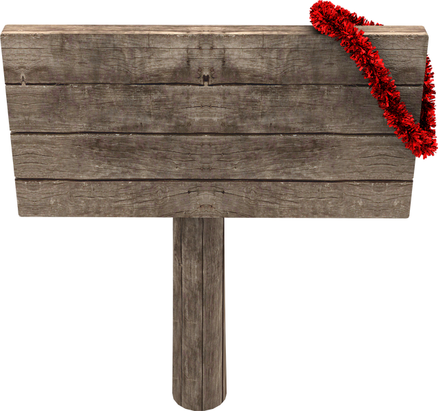 Blank Transparent Wooden Signpost with Red Tinsel Decoration - Download Free Stock Videos Pikwizard.com