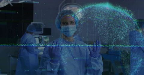 Surgeon Using Holographic Globe Technology in Operating Room
