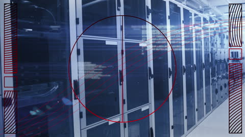 Data Processing Animation Against Server Room