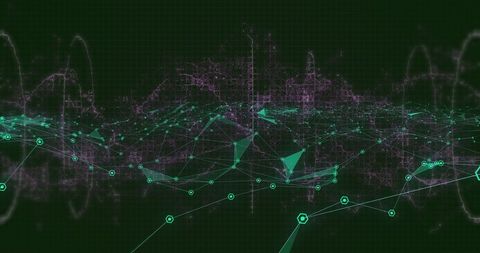 Abstract Digital Network with Dynamic Connections on Dark Background - Download Free Stock Images Pikwizard.com