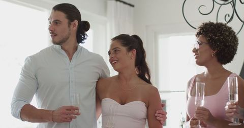 Friends Celebrating with Champagne Toast