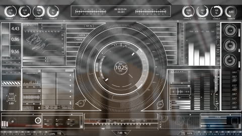 Warehouse Cardboard Boxes with Futuristic Tech Interface