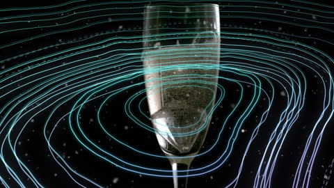 Elegant Champagne Flute with Abstract Neon Light Trails