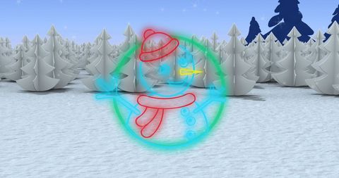 Festive Winter Scene with Neon Snowman Illusion