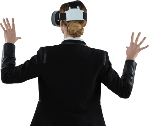 Transparent Businesswoman Experiencing Virtual Reality Back View - Download Free Stock Videos Pikwizard.com