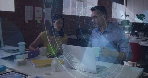 Collaborative Professionals in Modern Office Discussing Project