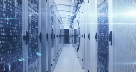 Modern Server Room with Digital Overlay Cloud Computing Concept - Download Free Stock Images Pikwizard.com