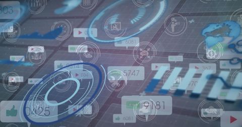 Futuristic Data Processing over Virtual Media Icons - Download Free Stock Images Pikwizard.com