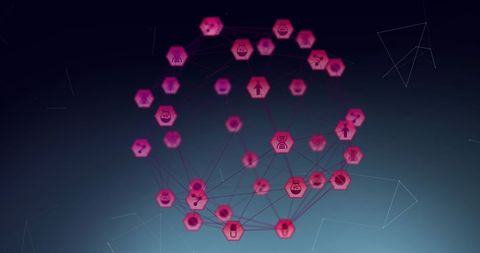 Digital Icons Network Over Blue Plexus Grid - Download Free Stock Images Pikwizard.com