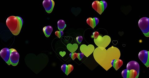 Vibrant Rainbow Hearts on Dark Background for Pride and Equality - Download Free Stock Images Pikwizard.com