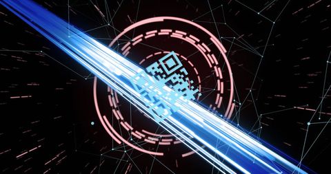 Dynamic QR Code with Futuristic Blue Light Streaks