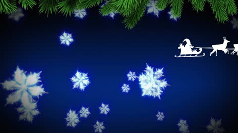 Festive Animation with Santa Sleigh and Falling Snowflakes