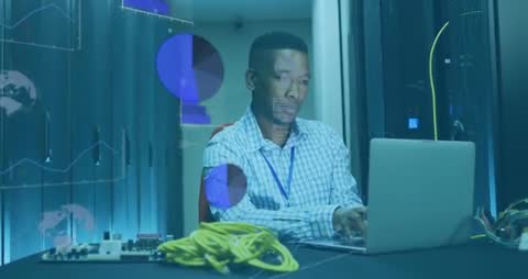 IT Specialist Analyzing Data in Tech-Focused Environment